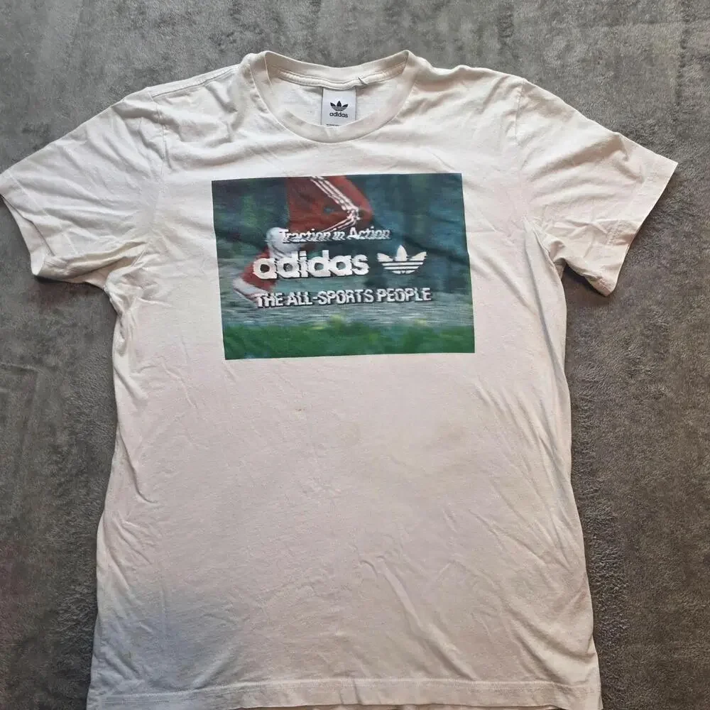 Adidas Vintage Traction In Action Shirt Mens M White Trefoil T-Shirt
